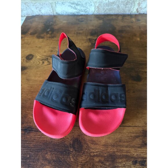 Adidas Womens Black & Pink Adjustable Sandals With Velcro Straps Size 7 - Picture 1 of 16
